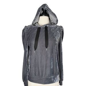 Generation Love Charcoal Velvet Hoodie Blouse